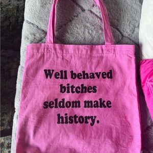 MTTM Married to the Mob Pink Tote Bag with Bold Statement